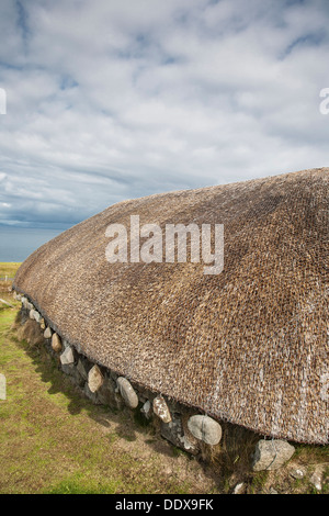 Strohgedeckten Blackhouse auf Trotternish auf der Isle Of Skye, Schottland. Stockfoto