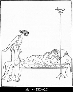 Athene erschien im Traum, Nausicaa und riet Nausikaa hinunter zum Fluss und am nächsten Morgen waschen. Stockfoto