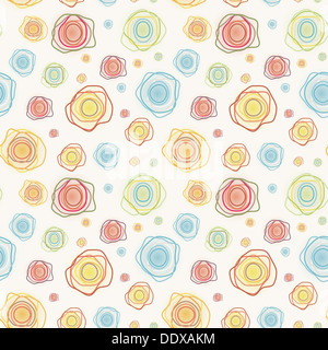 Abstrakte Vintage nahtlose Kawaii Muster - Farbe Kurven Kreise auf einem hellen Hintergrund Stockfoto