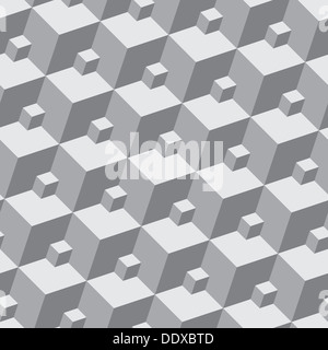 Muster - nahtlose dreidimensionale monochrom aus einfachen Formen Stockfoto