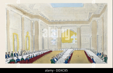 Dr. Syntax in freie Maurer Hall, London, UK, hat einen Freimaurer Treffpunkt seit 1775, gezeichnet von Rowlandson, um 1820. Essen Stockfoto