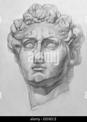 Der Gips Replik der David-Statue von Michelangelo. Es ist eine Bleistiftzeichnung Stockfoto