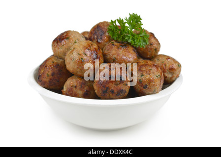 Frikadellen gebraten, Rindfleisch Frikadellen, Petersilie Stockfoto