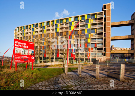 Die Renovierung Park Hill Wohnsiedlung Sheffield South Yorkshire UK Stockfoto