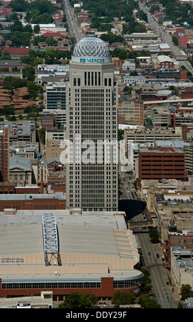 Luftaufnahme AEGON Zentrum, Innenstadt von Louisville, Kentucky Stockfoto