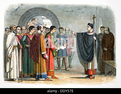 Thomas ein Becket verbietet der Earl of Leicester Satz auf ihn, 1162 übergeben (1864). Künstler: James William Edmund Doyle Stockfoto