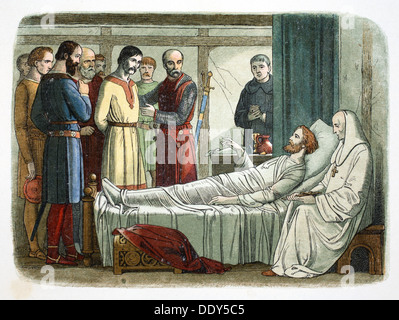 Richard I von England vergibt der Bogenschütze, der ihn, 1199 erschossen (1864).  Künstler: James William Edmund Doyle Stockfoto