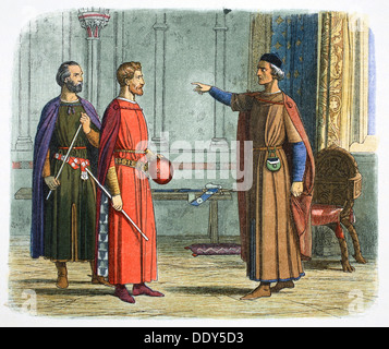 König Edward ich droht der Lord Marshal, 1297 (1864).  Künstler: James William Edmund Doyle Stockfoto