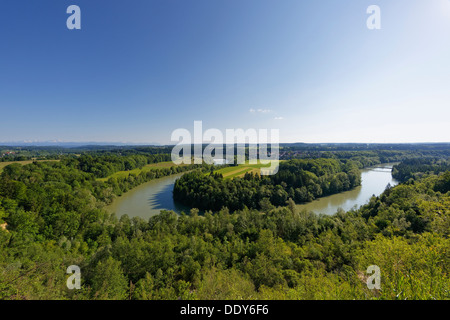 Schleife des Flusses Lech, in der Nähe von Epfach, wie aus Reichling Stockfoto