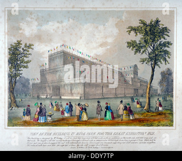 "Blick auf das Gebäude im Hyde Park für die Weltausstellung 1851', 1851.                            Künstler: Anon Stockfoto