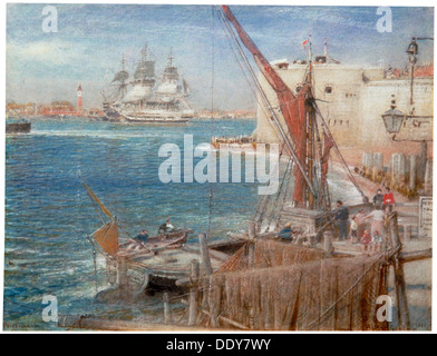 "HMS"Sieg"Portsmouth", 1907.                                 Künstler: Albert Goodwin Stockfoto