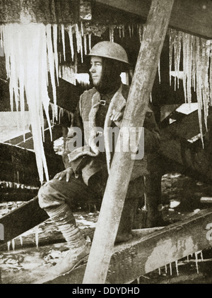 Eine winterliche Szene an der Westfront, die Somme, Frankreich, Weltkrieg, c1916. Künstler: unbekannt Stockfoto