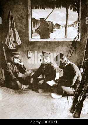 Japanische Soldaten machen einen Telefonanruf, Russo-japanischer Krieg, c1904-c1905. Künstler: unbekannt Stockfoto