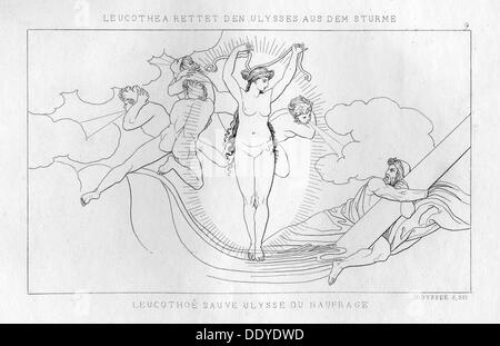 Leucothea, das Meer Gottheit, spart Odysseus im Sturm, c 1833. Artist: Unbekannt Stockfoto