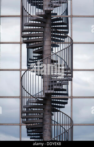 Wendeltreppe, Außentreppe, Wassertanks Perlan, Reykjavik, Island, Europa Stockfoto