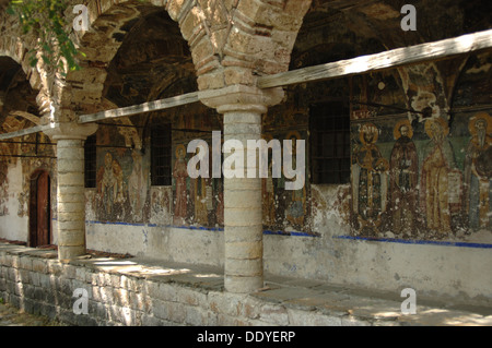 Albanien. Moscopole. Fresken an den Exonarthex von Saint Nicholas Church. Kostandin und Athanas Zografi. Stockfoto