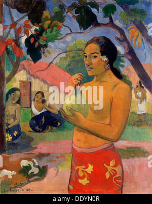 "EU-Haere ia Oe (Frau hält eine Frucht. Wohin gehst du?) ", 1893.  Künstler: Paul Gauguin Stockfoto