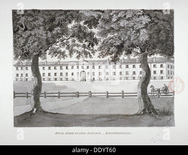 Blick auf die Royal Horse Guards Barracks, Knightsbridge, Westminster, London, c1796. Künstler: Anon Stockfoto