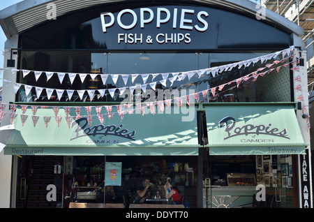 Mohn-Fish &amp; Chips-Restaurant in Camden Town, London, UK. Stockfoto