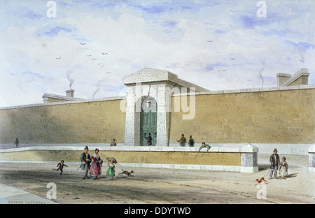 Gateway von Bridewell Prison, Tothill Felder, Westminster, London, c 1850. Artist: Thomas Hosmer Shepherd Stockfoto