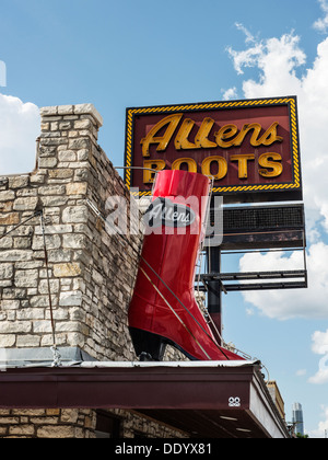 Allen boots Store auf der South Congress Avenue Shopping District in Austin, Texas. Stockfoto