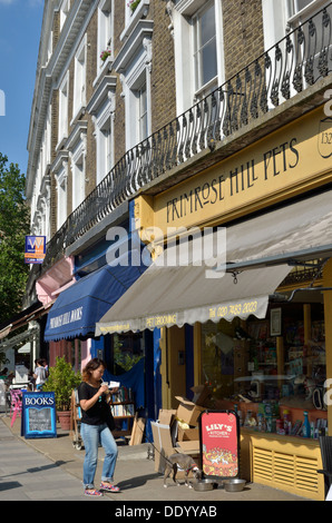 Geschäfte im Regents Park Road, Primrose Hill, London, UK. Stockfoto