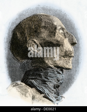 Profil von Ramses II. Mami, in den späten 1800er Jahren ausgegraben. Hand - farbige Holzschnitt Stockfoto
