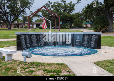 Hurrikan Camille Memorial in Biloxi, Mississippi zeigt die Namen der Toten und Vermissten. Stockfoto