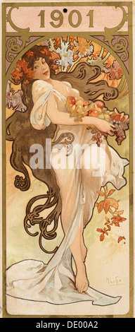 Kalender für das Jahr 1901, 1900.  Künstler: Alphonse Mucha Stockfoto