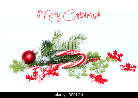 Weihnachts-Dekoration, die isoliert auf weißem Hintergrund Stockfoto
