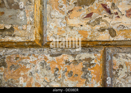 Textur des alten Stuck Wand Steinhaus. Stockfoto