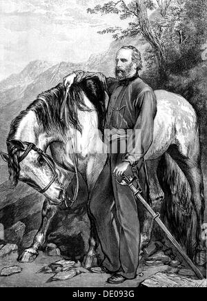 Giuseppe Garibaldi, italienischer Patriot und Soldat des Risorgimento, 1861.  Künstler: Anon Stockfoto