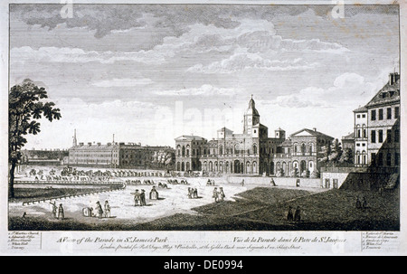 Horse Guards Parade aus dem Südwesten, Westminster, London, c1750. Künstler: Anon Stockfoto