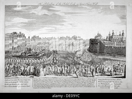 Ausführung auf dem Tower Hill, London, 1746. Künstler: Anon Stockfoto