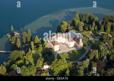 Luftaufnahme, Blumen Insel Mainau mit seinem Schloss, Bodensee, Konstanz Bezirk, Baden-Württemberg Stockfoto