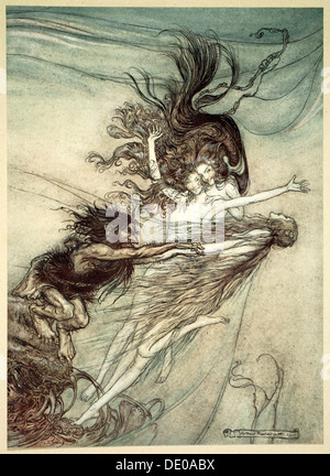 "Die Rheintöchter Hänseleien Alberich", 1910.  Künstler: Arthur Rackham Stockfoto