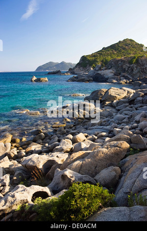 Felsenküste, Felsen, Küste der Costa Rei, Insel Sardinien, Mittelmeer, Italien, Europa Stockfoto