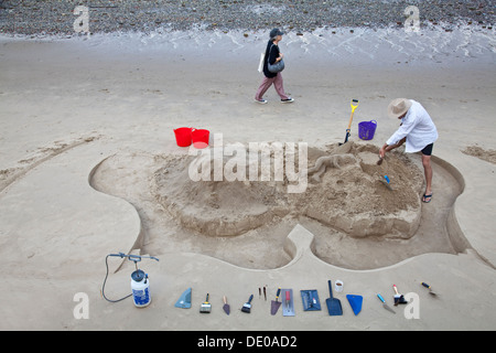 Sand Bildhauer, Themse, London, England Stockfoto