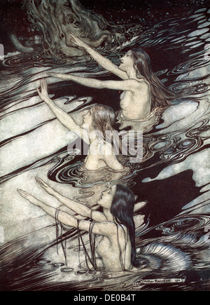 "Siegfried! Siegfried! Unsere Warnung gilt: fliehen, oh fliehen vor dem Fluch! ", 1924.  Künstler: Arthur Rackham Stockfoto