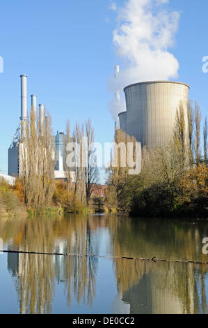 Erneuert, Kohle befeuerten Kraftwerk, Kohle und Erdgas, RWE Power AG, Tibaum Naturschutzgebiet, Lippe Flusses, Stockum, Werne Stockfoto