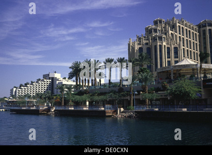 Hotels entlang der Seeküste von Eilat ein Resort Stadt an der nördlichen Spitze des Roten Meeres, am Golf von Aqaba. Israel Stockfoto