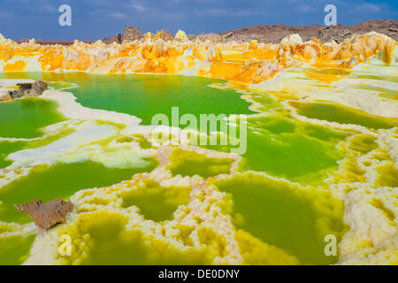 Landschaft, geprägt von Hydro-thermische Aktivität am Vulkan Dallol Stockfoto