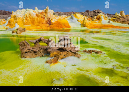 Landschaft, geprägt von Hydro-thermische Aktivität am Vulkan Dallol Stockfoto