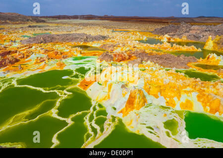 Landschaft, geprägt von Hydro-thermische Aktivität am Vulkan Dallol Stockfoto