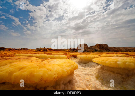 Landschaft, geprägt von Hydro-thermische Aktivität am Vulkan Dallol Stockfoto