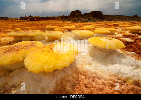 Landschaft, geprägt von Hydro-thermische Aktivität am Vulkan Dallol Stockfoto