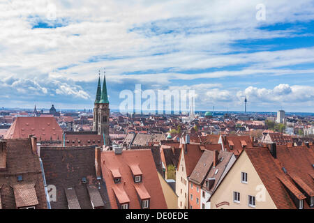 Blick von der Kaiserburg oder Kaiserburg, Nürnberg, Franken, Bayern Stockfoto