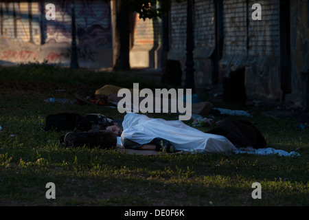 Obdachlose auf den Straßen von Rom Stockfoto