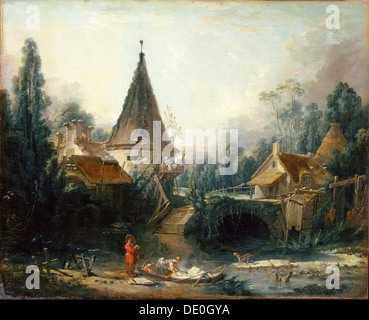 "Landschaft in der Nähe von Beauvais', 1740. Künstler: François Boucher Stockfoto
