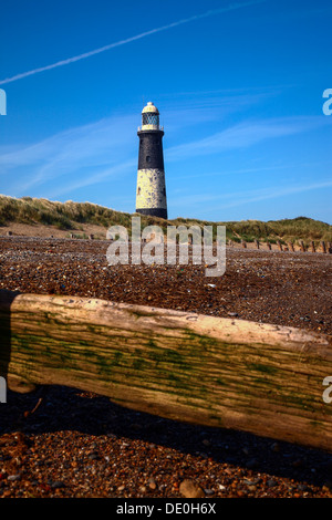 Blick auf Spurn Point Lighthouse, Yorkshire Stockfoto